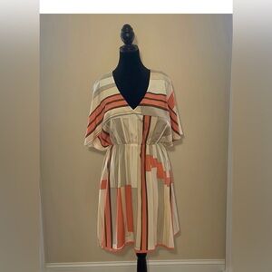 Alice & Olivia Geometric Striped Silk Dress